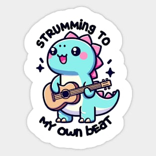 "Strumming to My Own Beat" T-Rex Guitarist Sticker